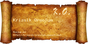 Krizsik Orsolya névjegykártya